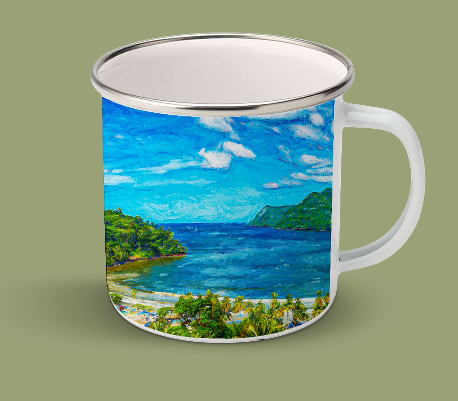 Enamel Mugs 17oz ( Digital Art ) Maracas Bay